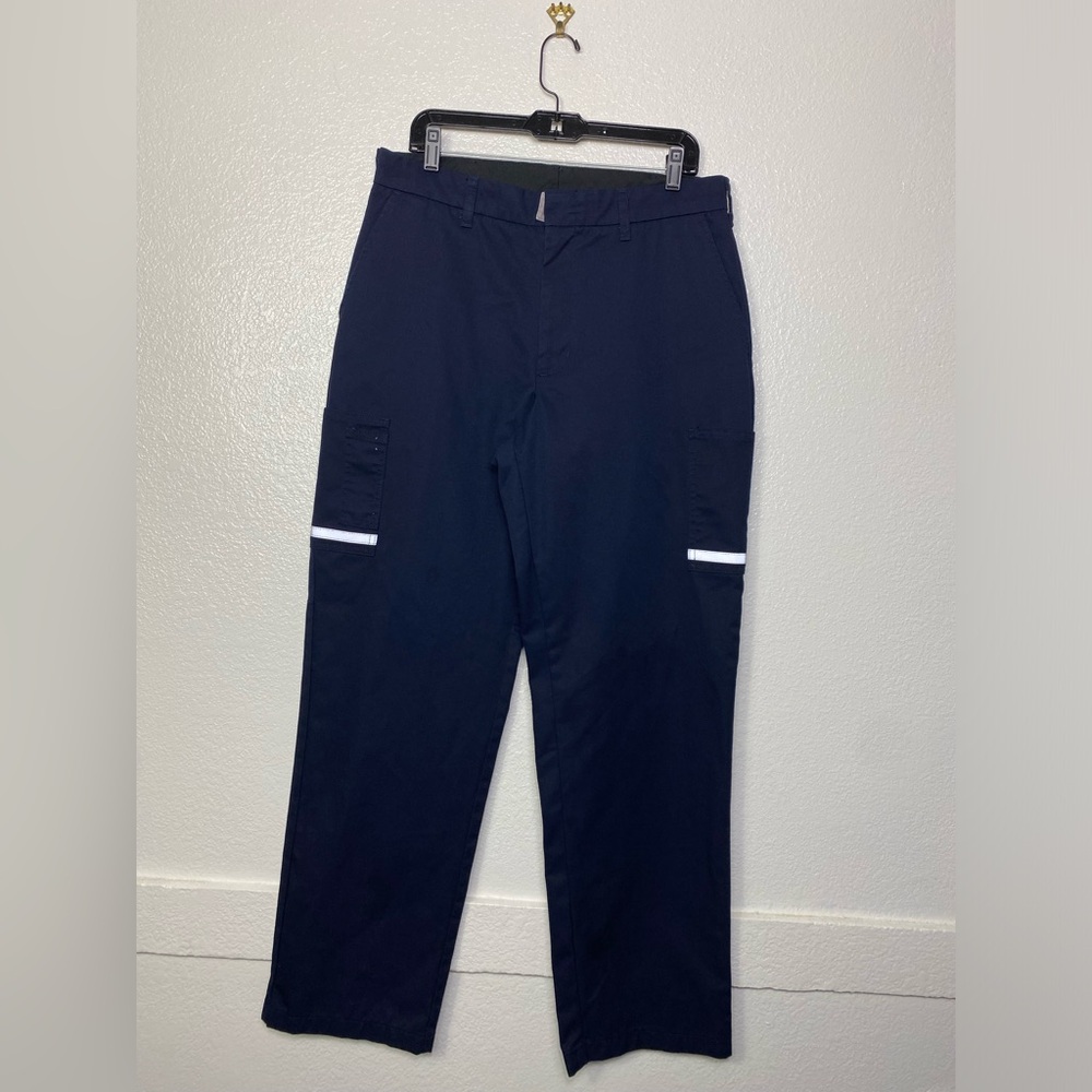 FedEx Pants Mens 34x33 Navy Blue Employee Delivery Work Uniform Reflective Stan